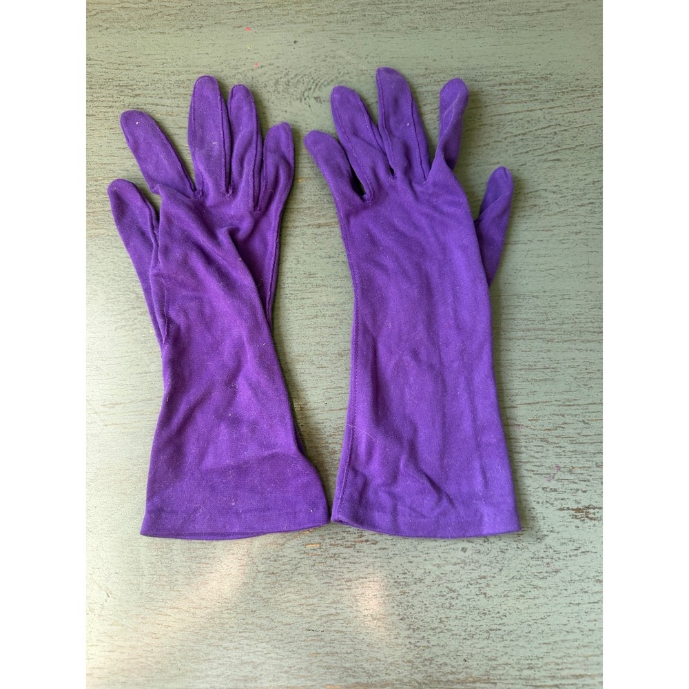Vintage Purple Opera Length Gloves Mid Arm Formal Evening Stretch Costume Violet